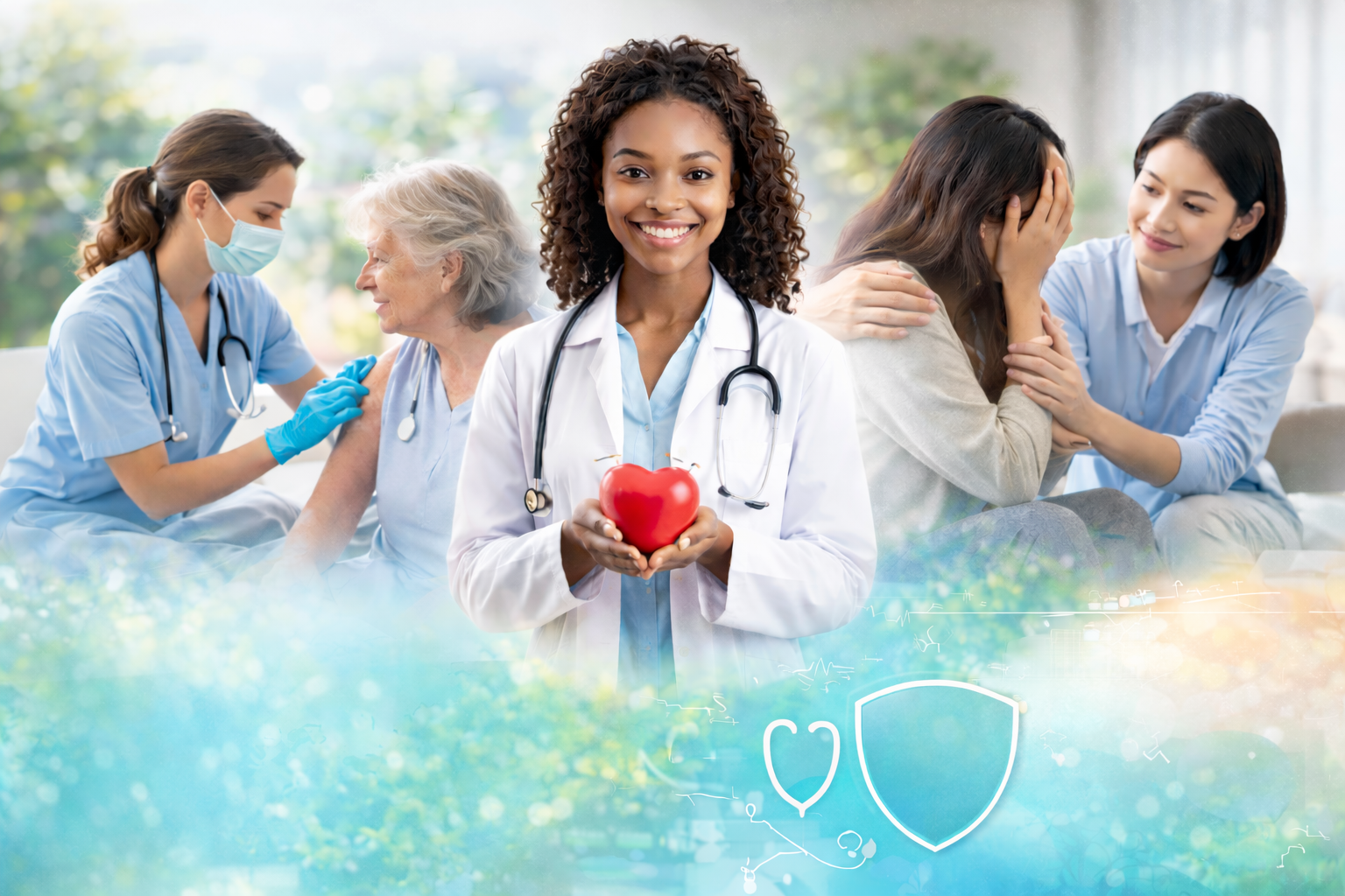 Healthcare worker with patient